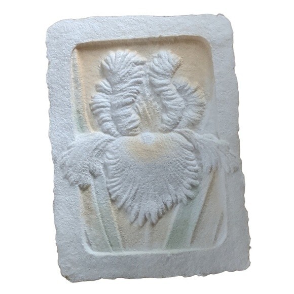 Hand cast paper flowers framed set of 2 Figi graphics signed vintage wall decore - Picture 6 of 9